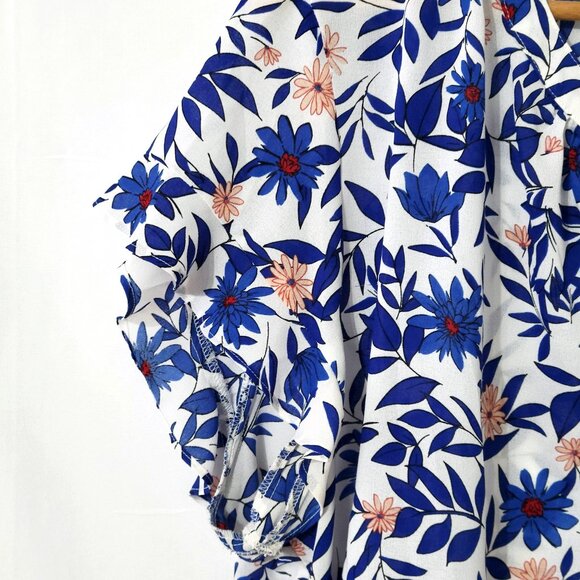 Liz Claiborne Womens Floral Flutter Sleeve Top Size 2XL V-Neck Office Mature - Picture 4 of 8